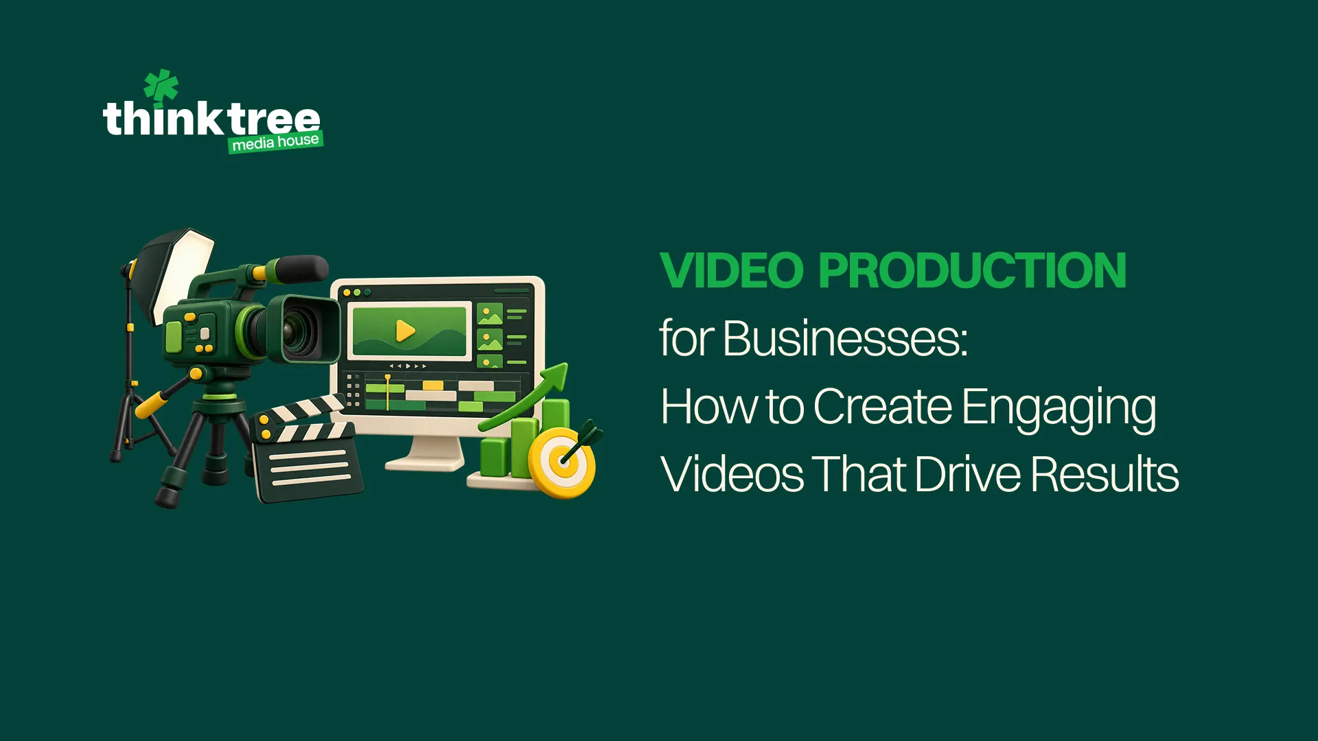 Video production setup with camera, lighting and editing equipment for businesses